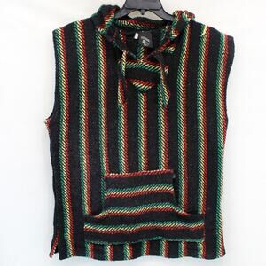 Baja Billy's Sweater Knit Vest Hoodie Rasta-inspired Striped Boho Mexican XXL